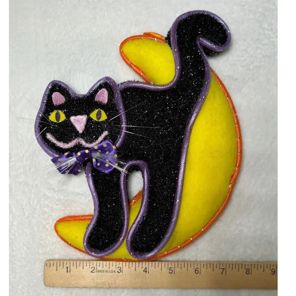 Avon Halloween Glowing Fiber Optic‎ Color Changing Cat on Moon Vintage 2004